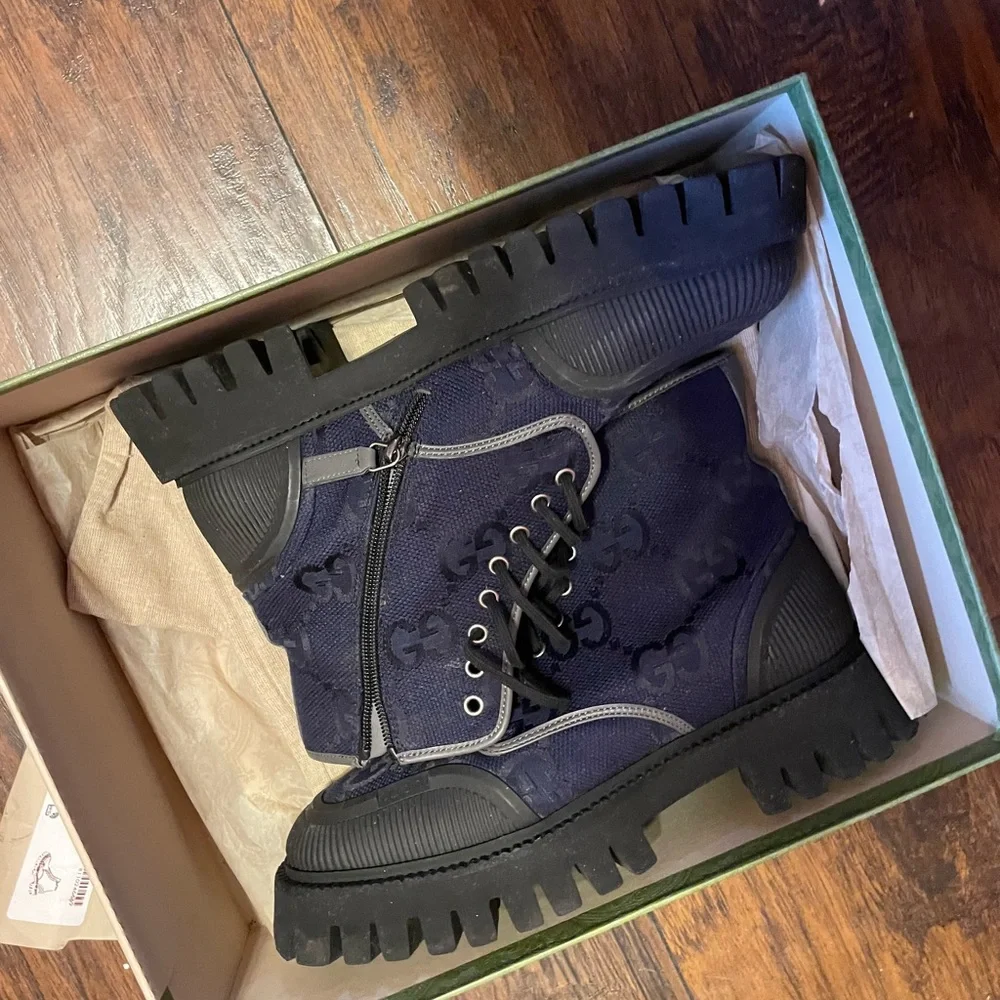 Gucci Navy and Black Monogram Boots - Picture 2 of 5